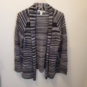 Women's American Rag Cie Cardigan Sweater, Size 0X, Black Gray Stripe, Ex Cond!